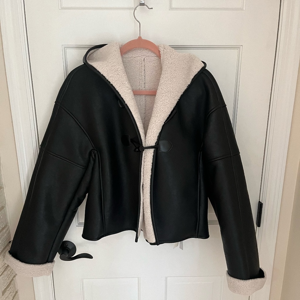 NWT The Frankie Shop Faux Leather and Sherpa